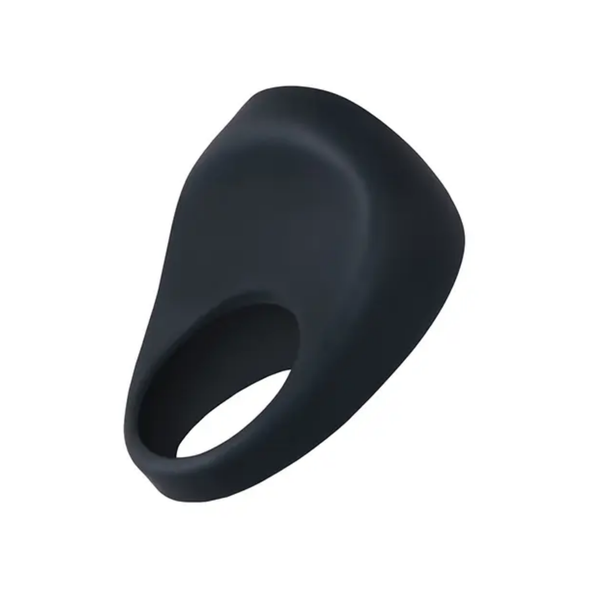 Angled studio shot of the matte black silicone VeDO Driver vibrating c-ring.