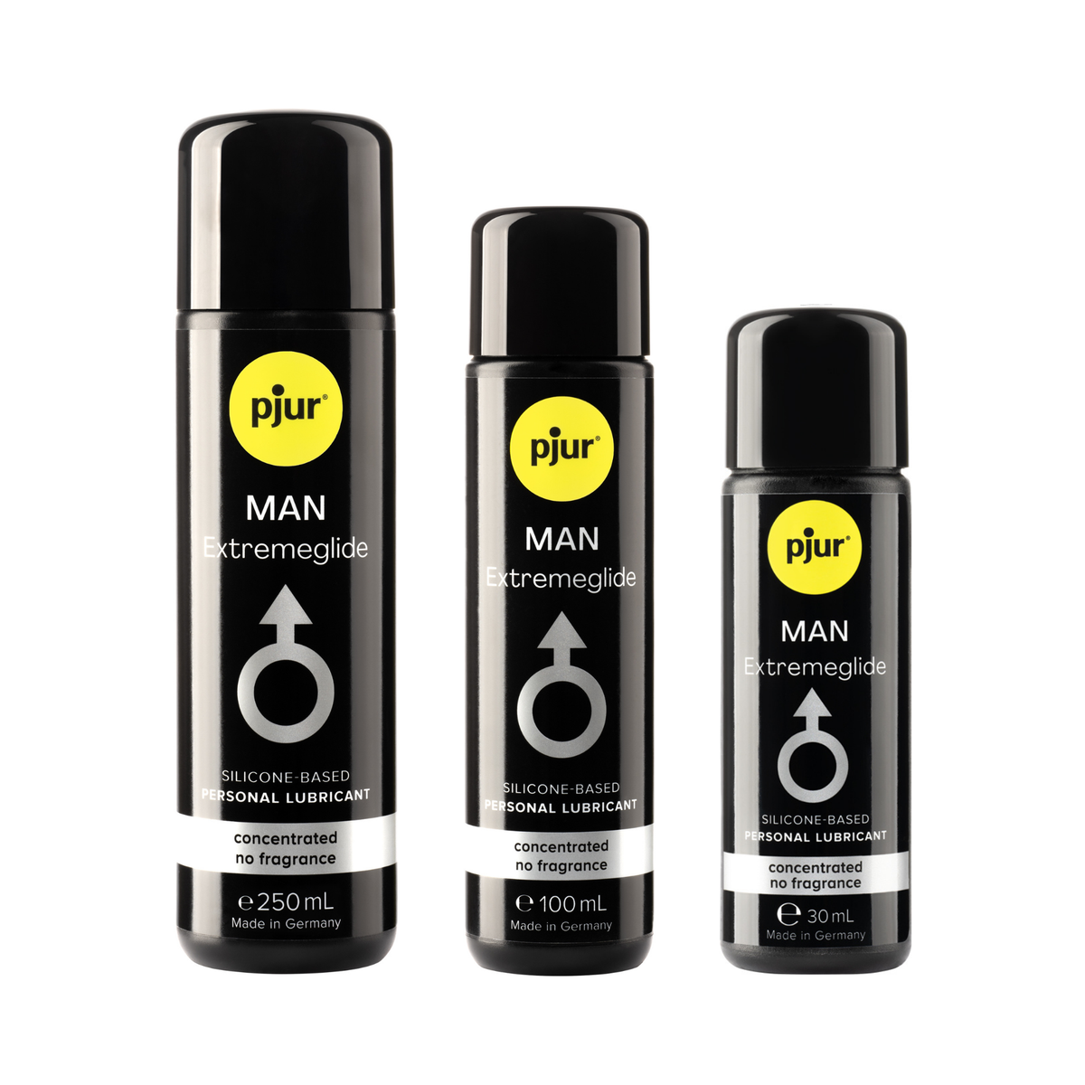 A black bottles of Pjur Man Extremeglide lubricants is shown on a white background. Main image
