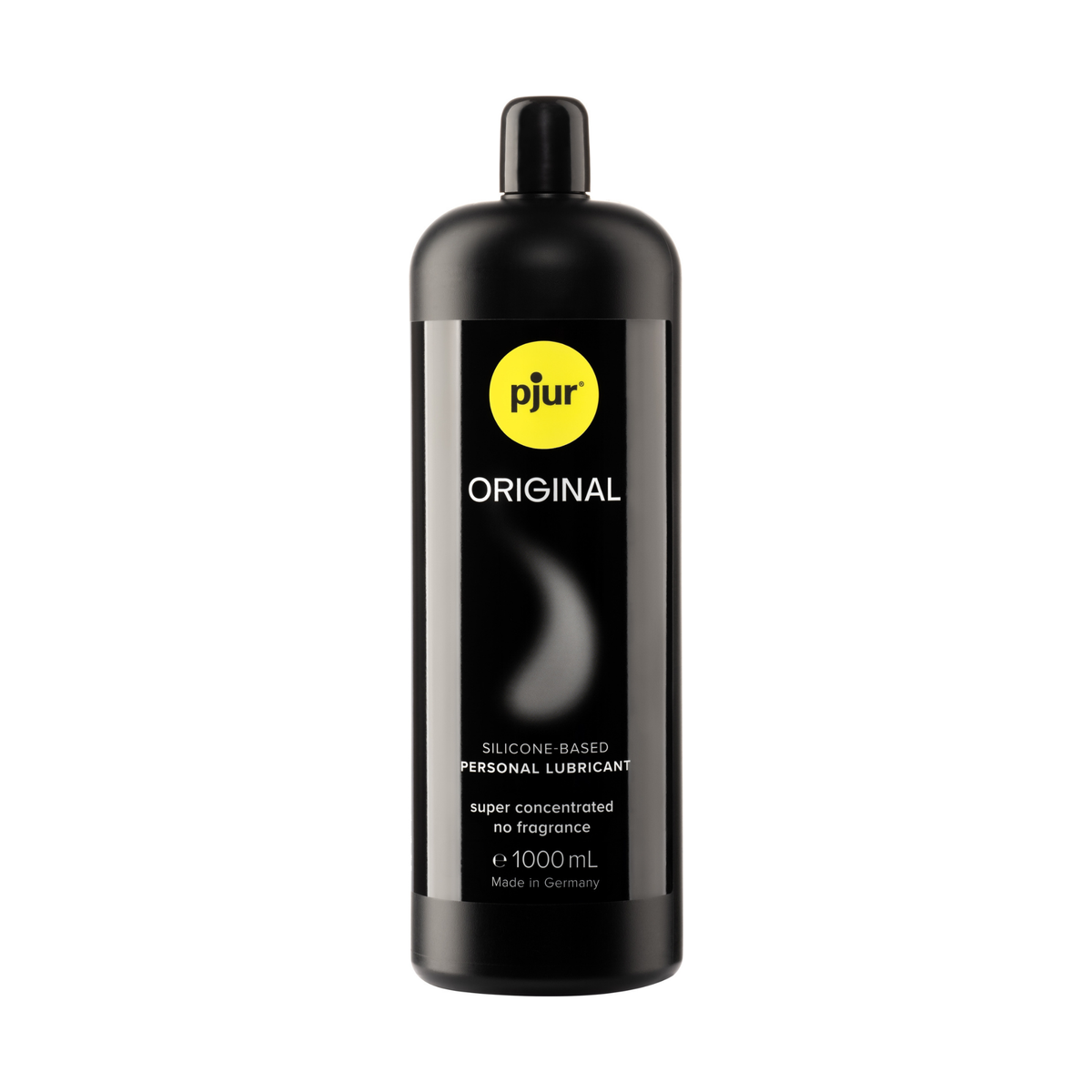 A large black bottle of Pjur Original lubricant is shown against a white background. Main image