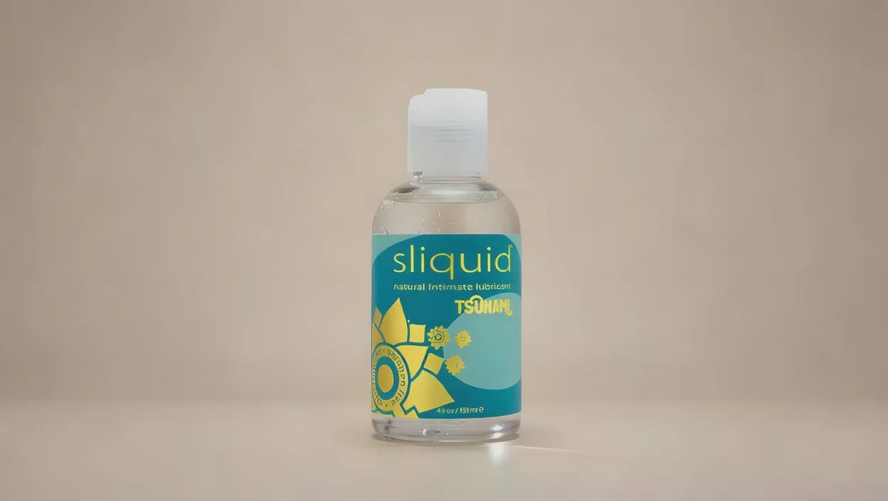 A video clip of Sliquid Tsunami Water-Based Gel, showing the bottle.
