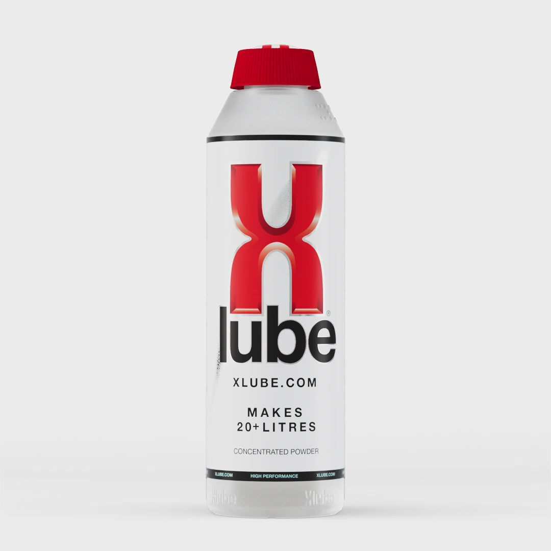 A video of XLube Powder Lube bottle rotating