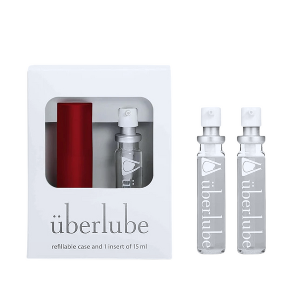 An image of überlube Red Good-to-Go Traveler Set & Two Refills 15ml in a white background.