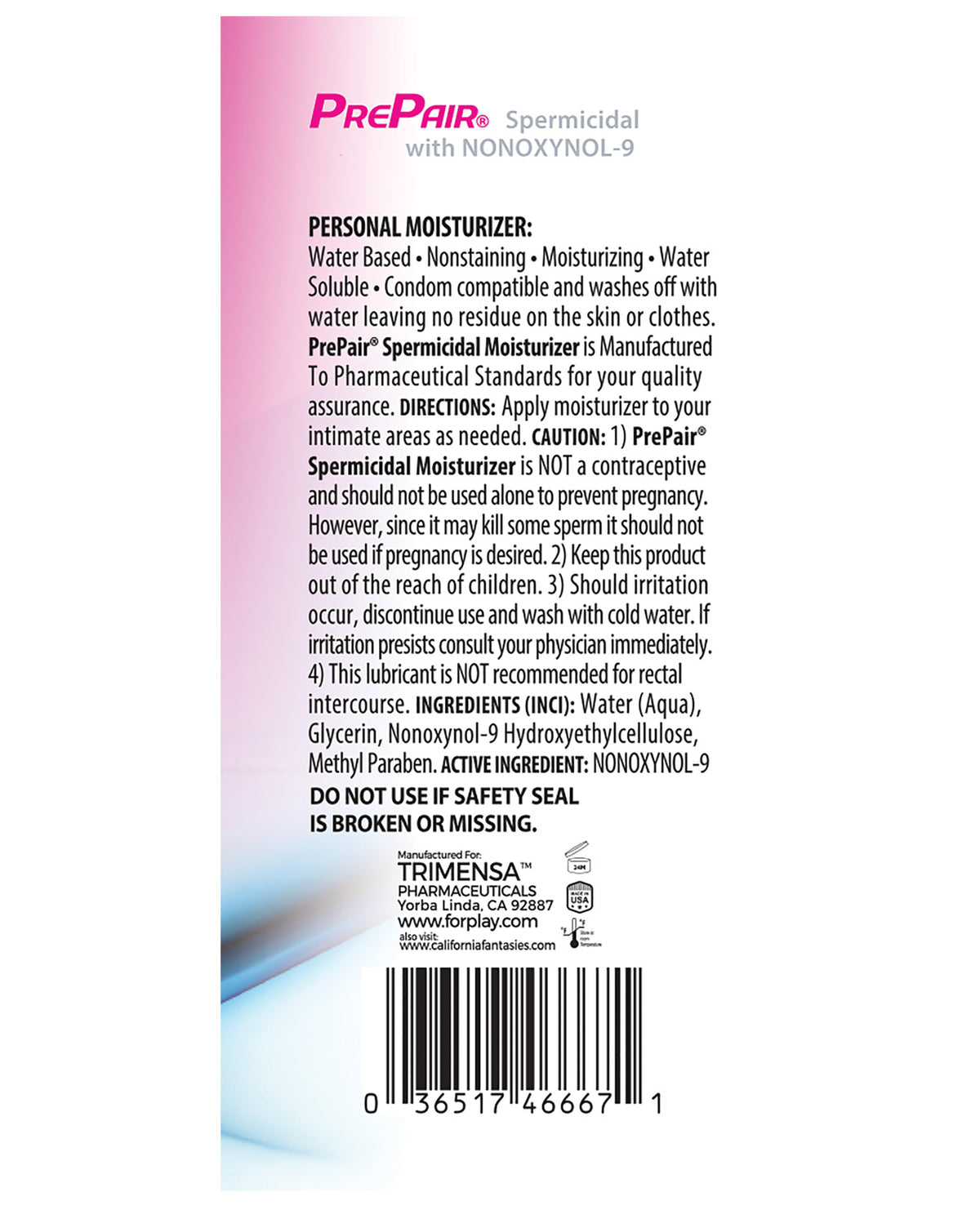 Prepair Spermicidal Lubricant 2.4 fl oz