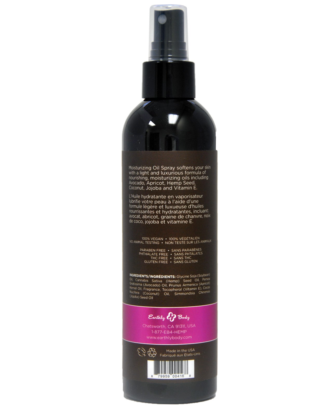 Earthly Body Hemp Seed Body Mist 8 oz - Nag Champa