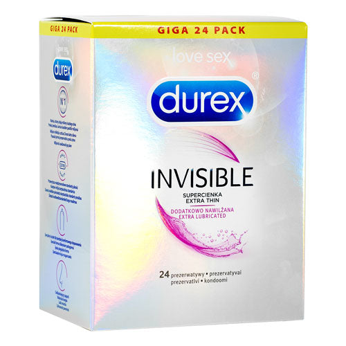 Durex Invisible Extra Lubricated 24 Box WorldCondoms Durex Invisible Extra Lubricated 24 Box WorldCondoms