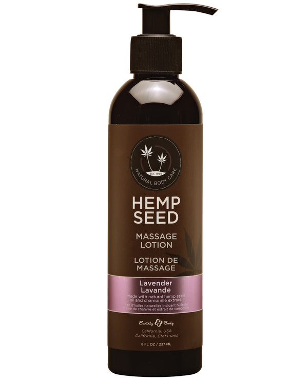 Earthly Body Hemp Seed Massage LOTION Lavender 8 fl oz