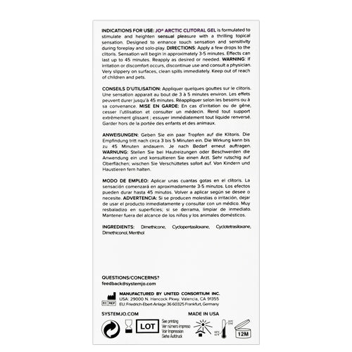 System JO ARCTIC Clitoral Stimulant 10ml back