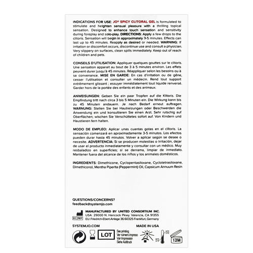 System JO SPICY Clitoral Stimulant 10ml back