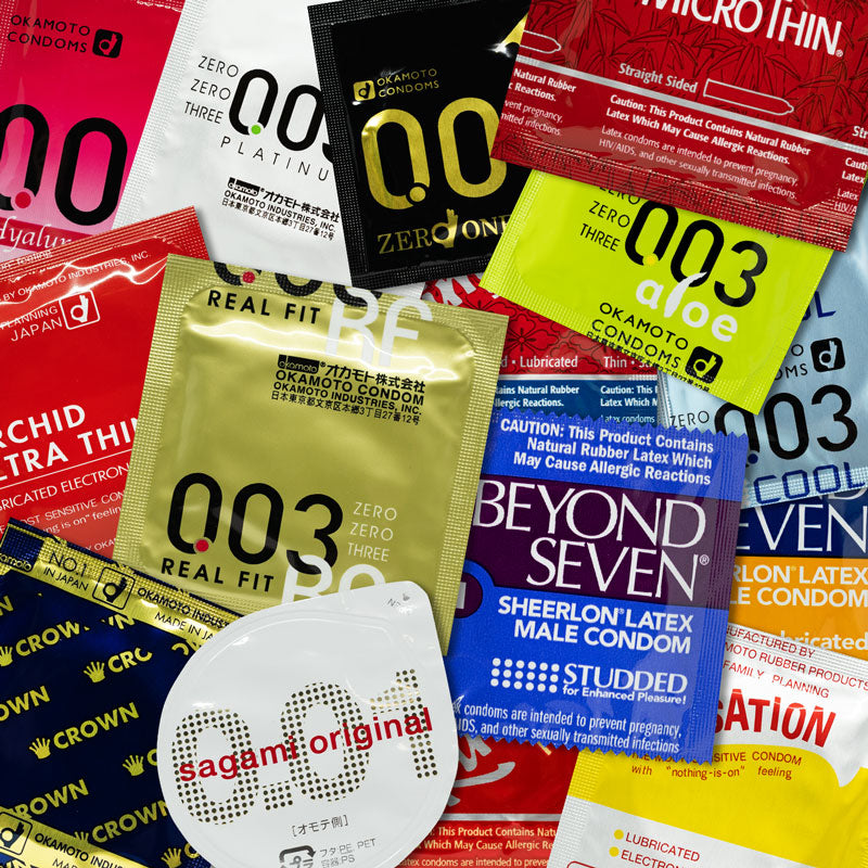 Paquete de muestras de condones japoneses