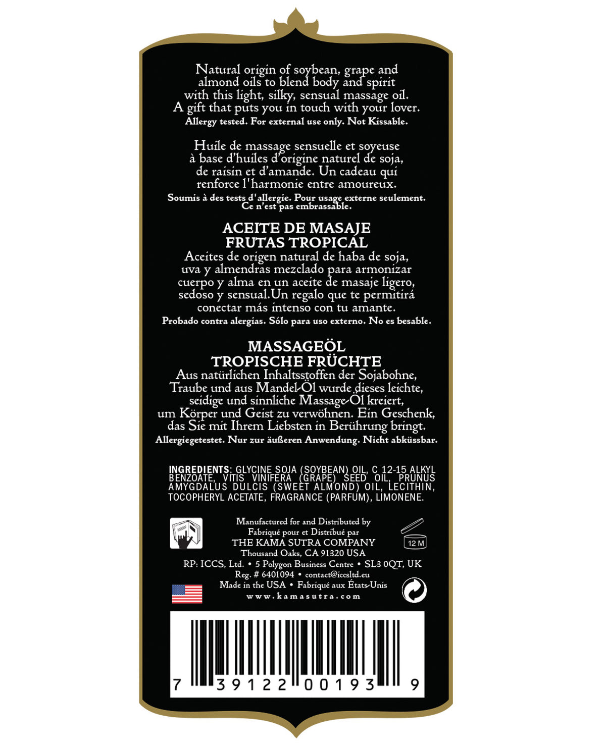 Kama Sutra Naturals Oil Tropical Fruits 8 fl oz