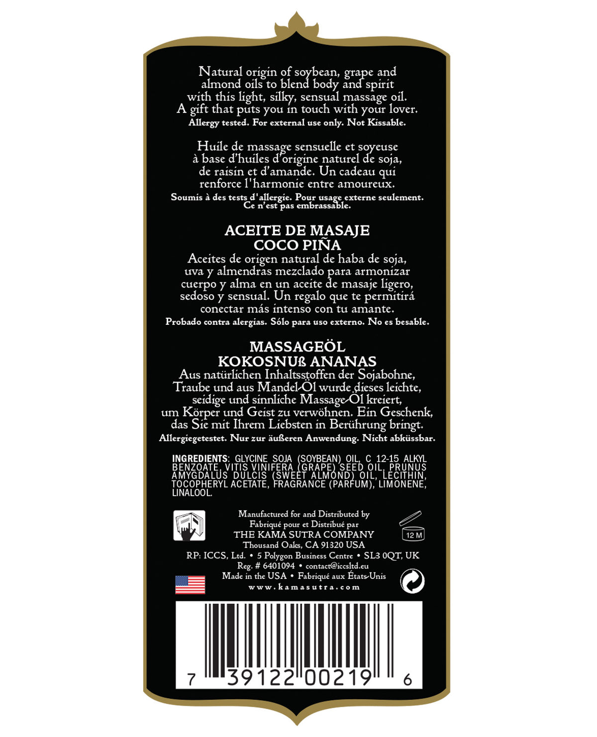 Kama Sutra Naturals Oil Coconut Pineapple