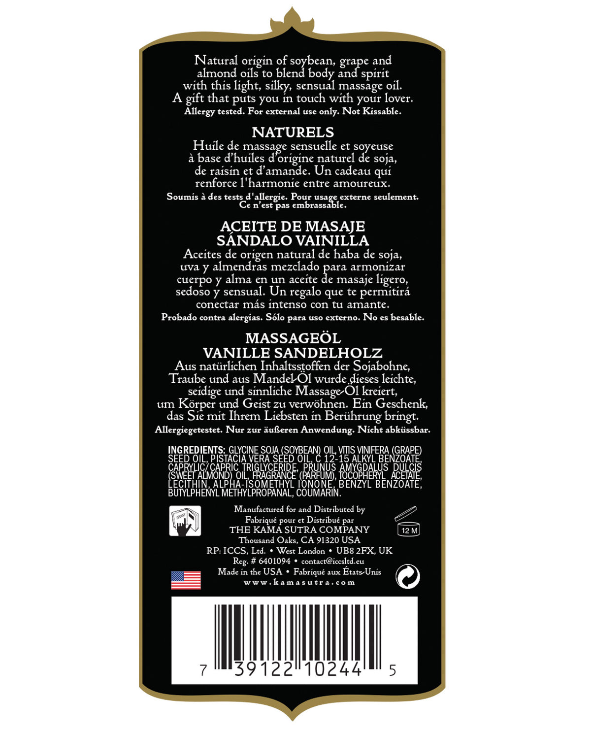 Kama Sutra Naturals Oil Vanilla Sandalwood