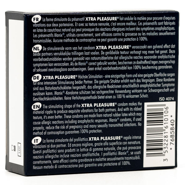 Mates Xtra Pleasure Condoms Box 3 Back | WorldCondoms