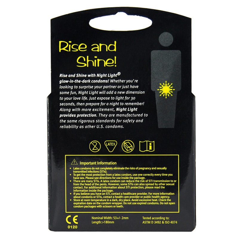 Night Light Glow in the Dark Latex Condoms - 3 pack Night Light Glow in the Dark Latex Condoms - 3 pack