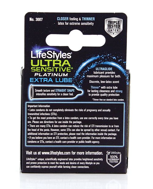 LifeStyles Ultra Sensitive Platinum Extra Lube 3 Pack Secondary image