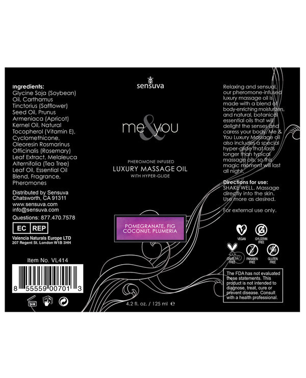 Sensuva ME & YOU Massage Oil Pomegranate Fig & Coconut Plumeria