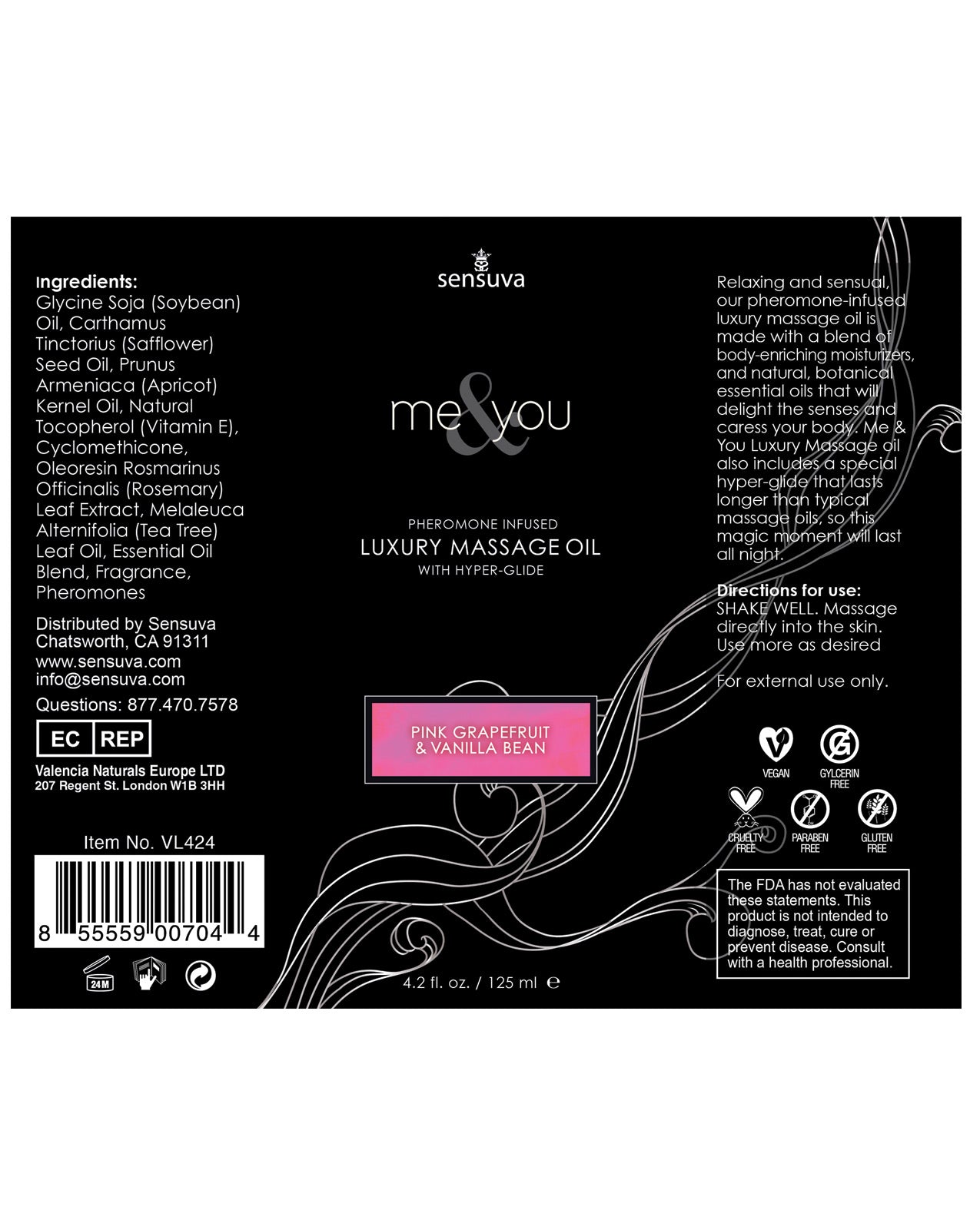Sensuva ME & YOU Massage Oil Grapefruit Vanilla Secondary image