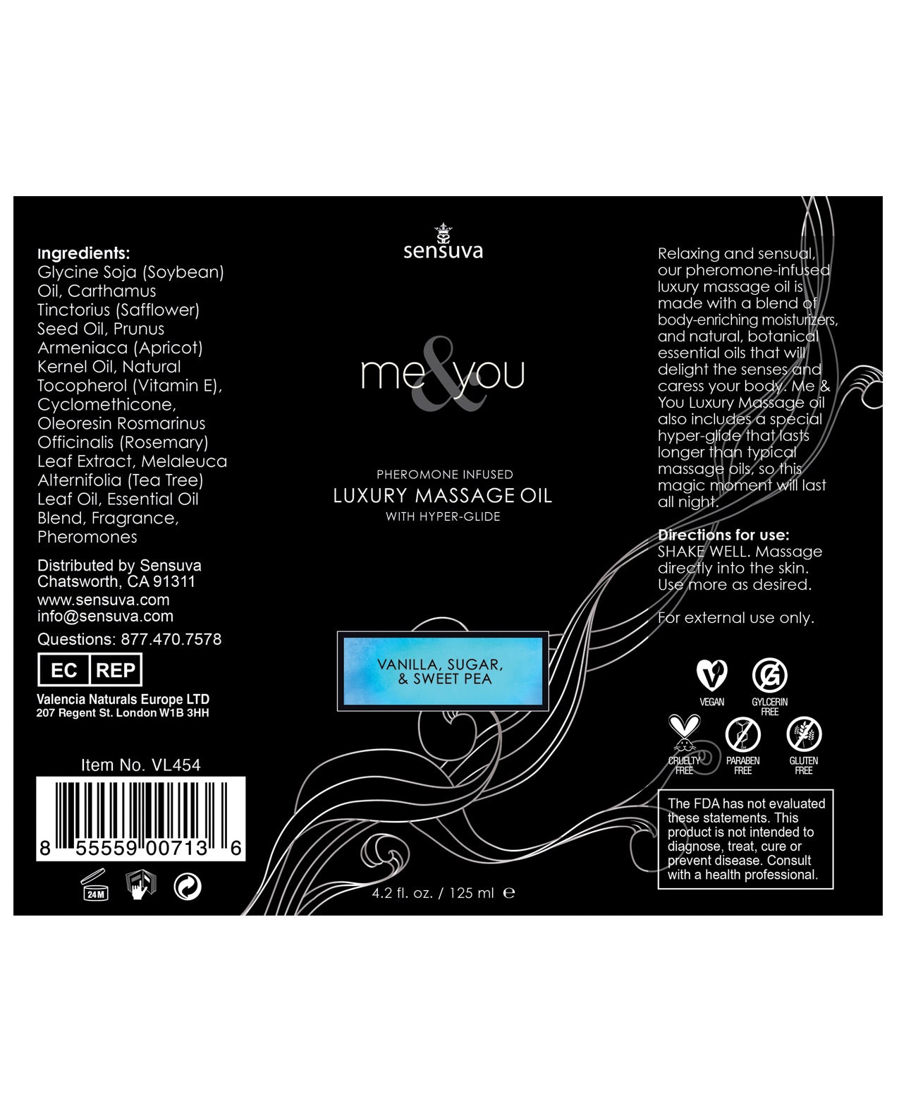 Sensuva ME & YOU Massage Oil Vanilla Sugar Sweet Pea Secondary image