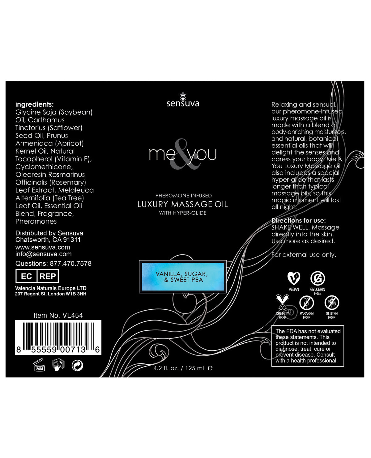 Sensuva ME & YOU Massage Oil Vanilla Sugar Sweet Pea