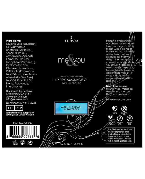 Sensuva ME & YOU Massage Oil Vanilla Sugar Sweet Pea