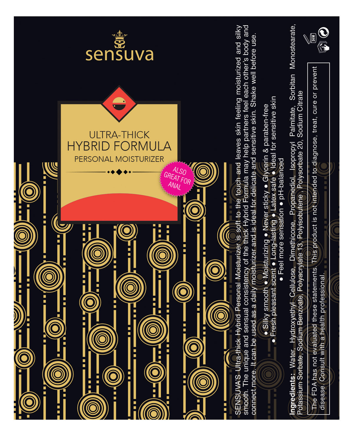 Sensuva ULTRA THICK Hybrid Personal Moisturizer Strawberry 3.38 fl oz