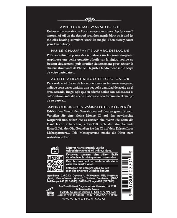 Shunga Warming Oil Raspberry Feeling 3.5 fl oz
