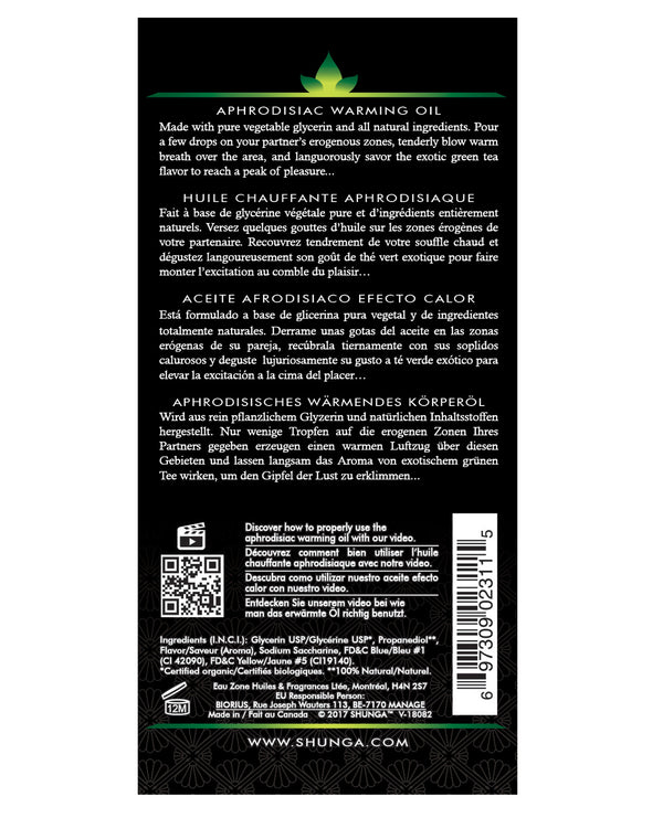 Shunga Organica Warming Oil Green Tea 3.5 fl oz