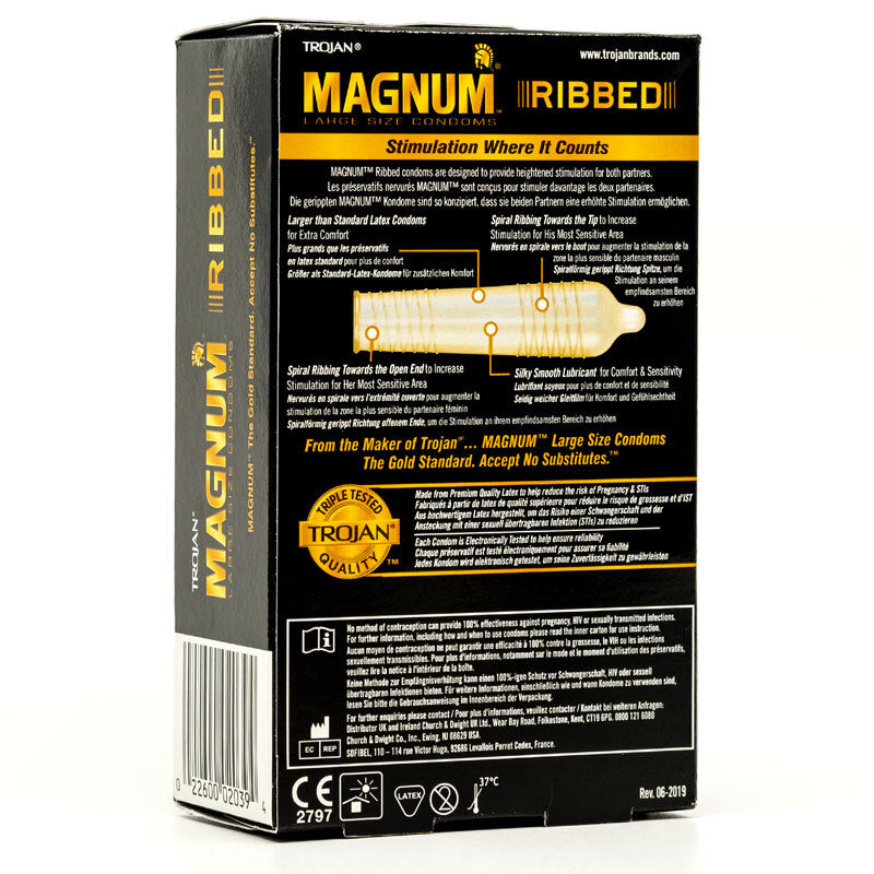 Trojan Magnum Ribbed Paquete de 12 Imagen secundaria del producto