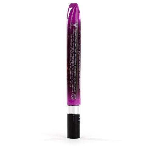 A close-up shot of the back of the "Awaken" stimulating clitoral massage gel tube against a white background. 