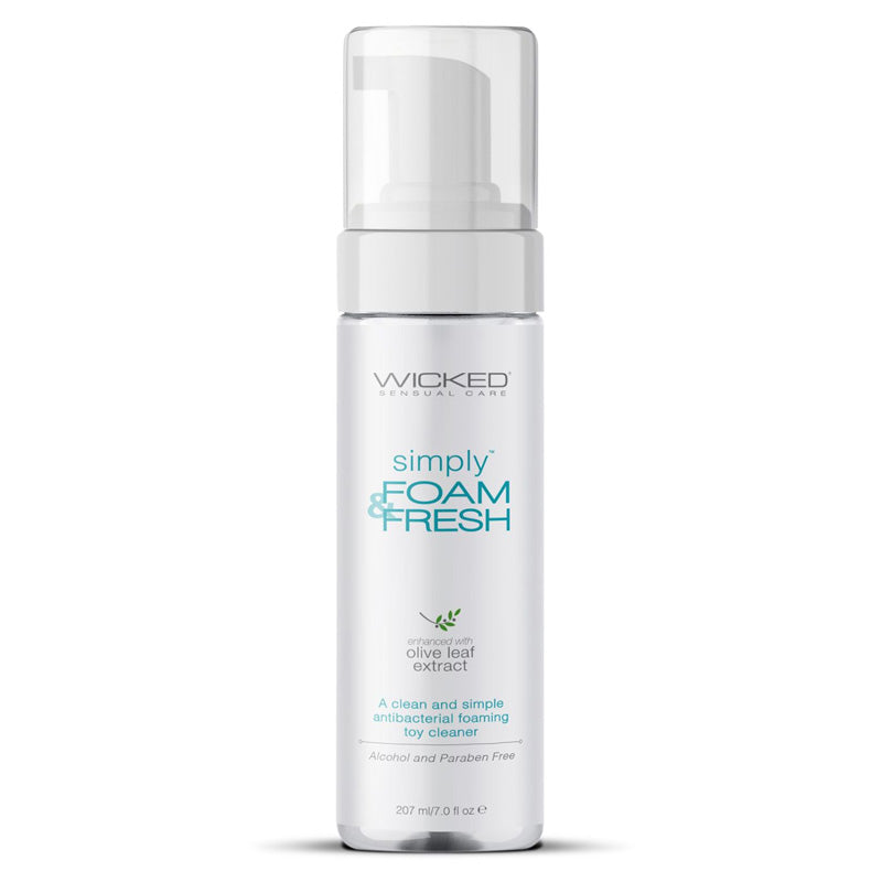Wicked Simply Foam and Fresh Toy Cleaner enhanced with olive leaf extract a clean and simple antibacterial foaming toy cleaner