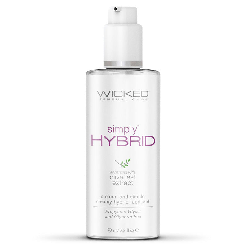 Wicked Sensual Care Simply Hybrid Enhanced with Olive Leaf Extract a clean and simple creamy hybrid lubricant propylene glycol and glycerin free
