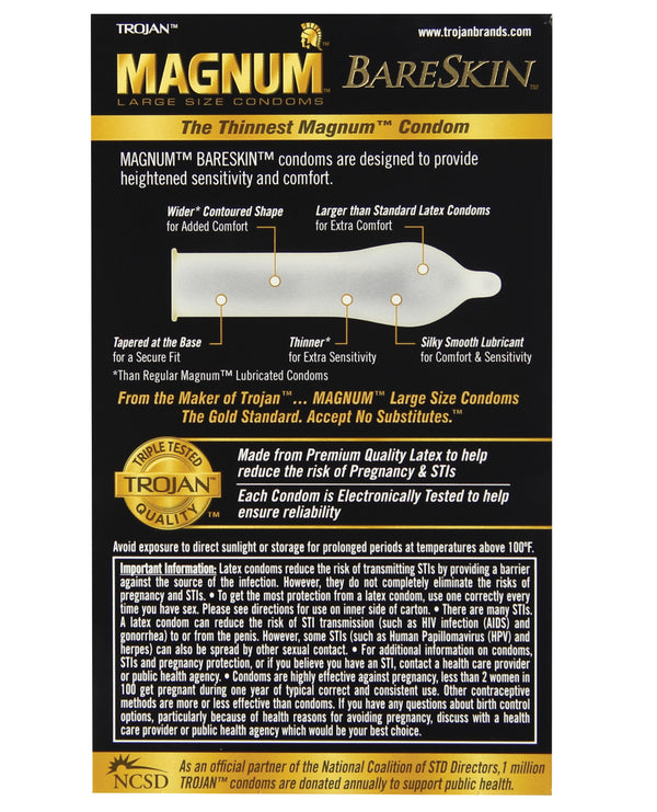  Trojan Magnum Bareskin Condoms - Box of 10 Back