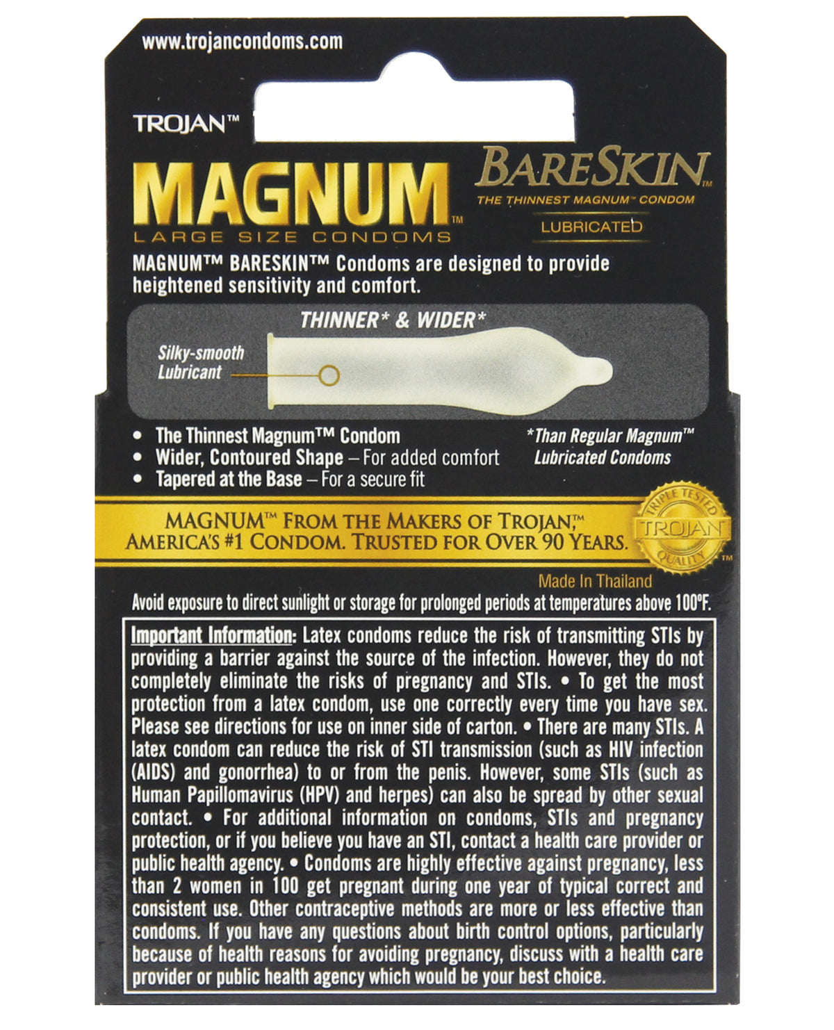  Trojan Magnum Bareskin Condoms - Pack of 3 Back