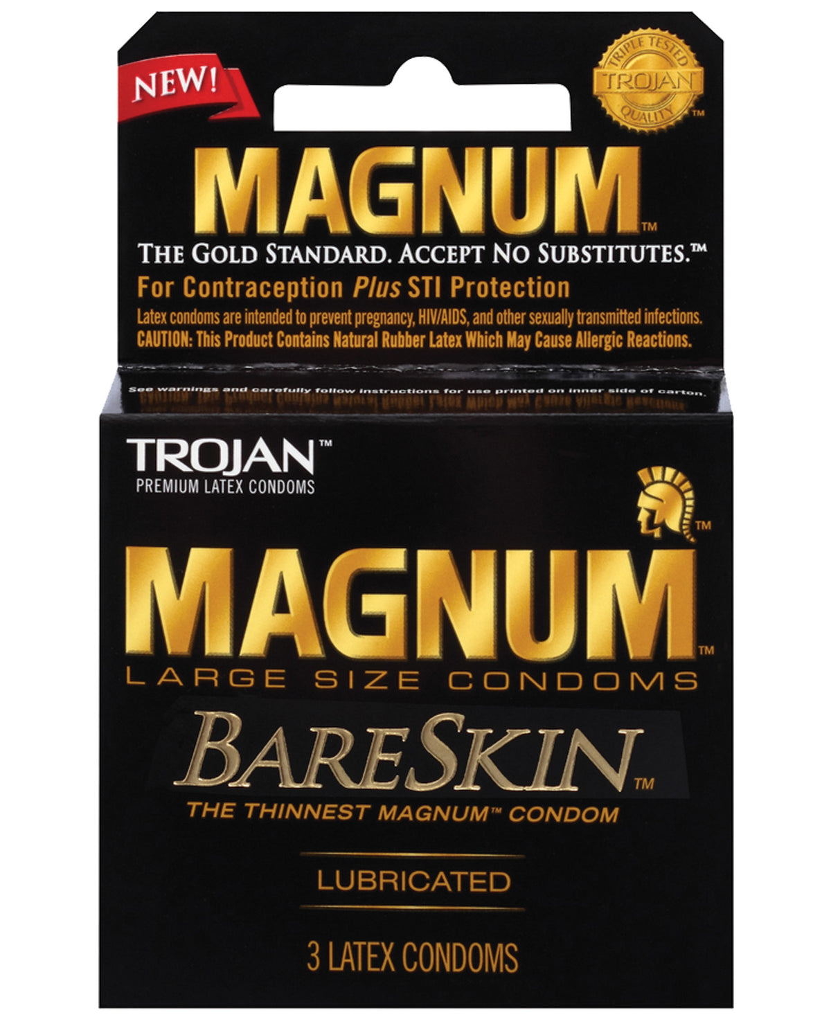 Trojan Magnum Bareskin Condoms - Pack of 3 Front Main image
