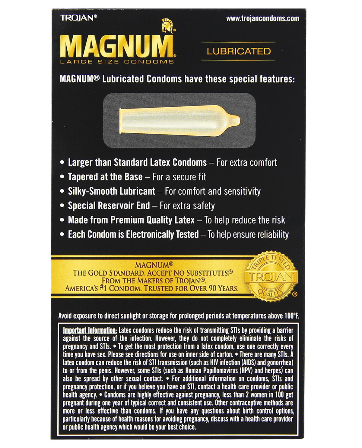  Trojan Magnum Condoms - Box of 12 Back