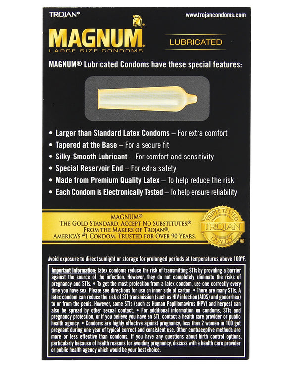 Trojan Magnum Condoms - Box of 12 Back